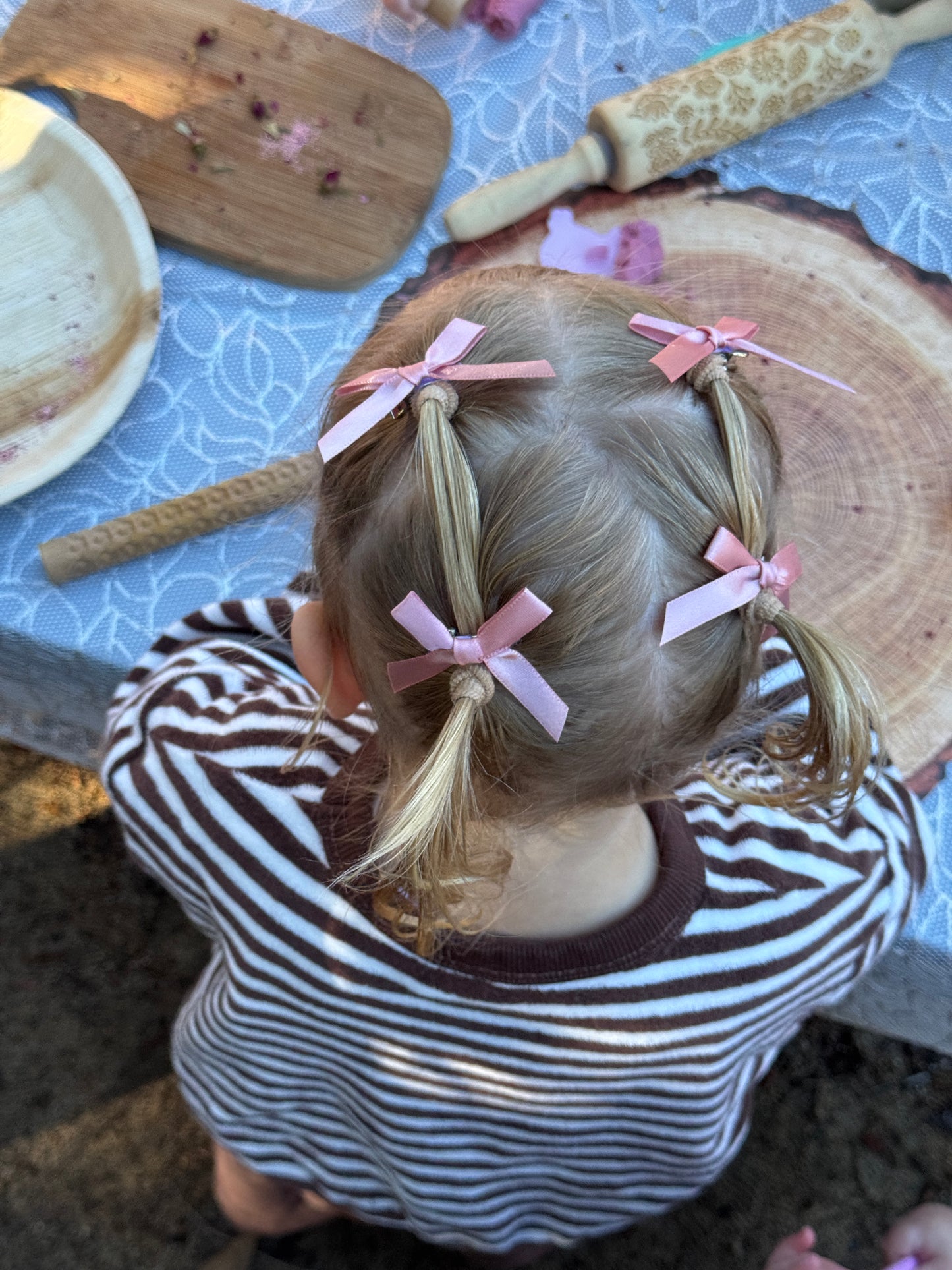 Atty Mini Bow Set - Pink Satin