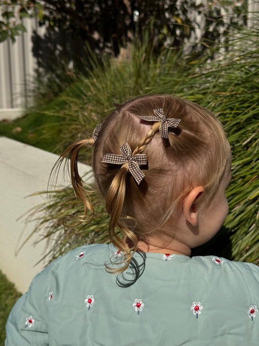 Atty Mini Bow Set - Brown Checker
