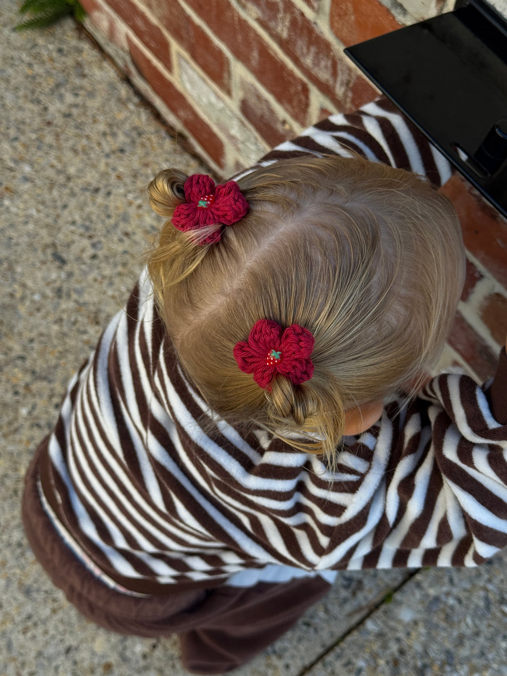 Hara Clips - Handmade Crochet Strawberry Flower Clips