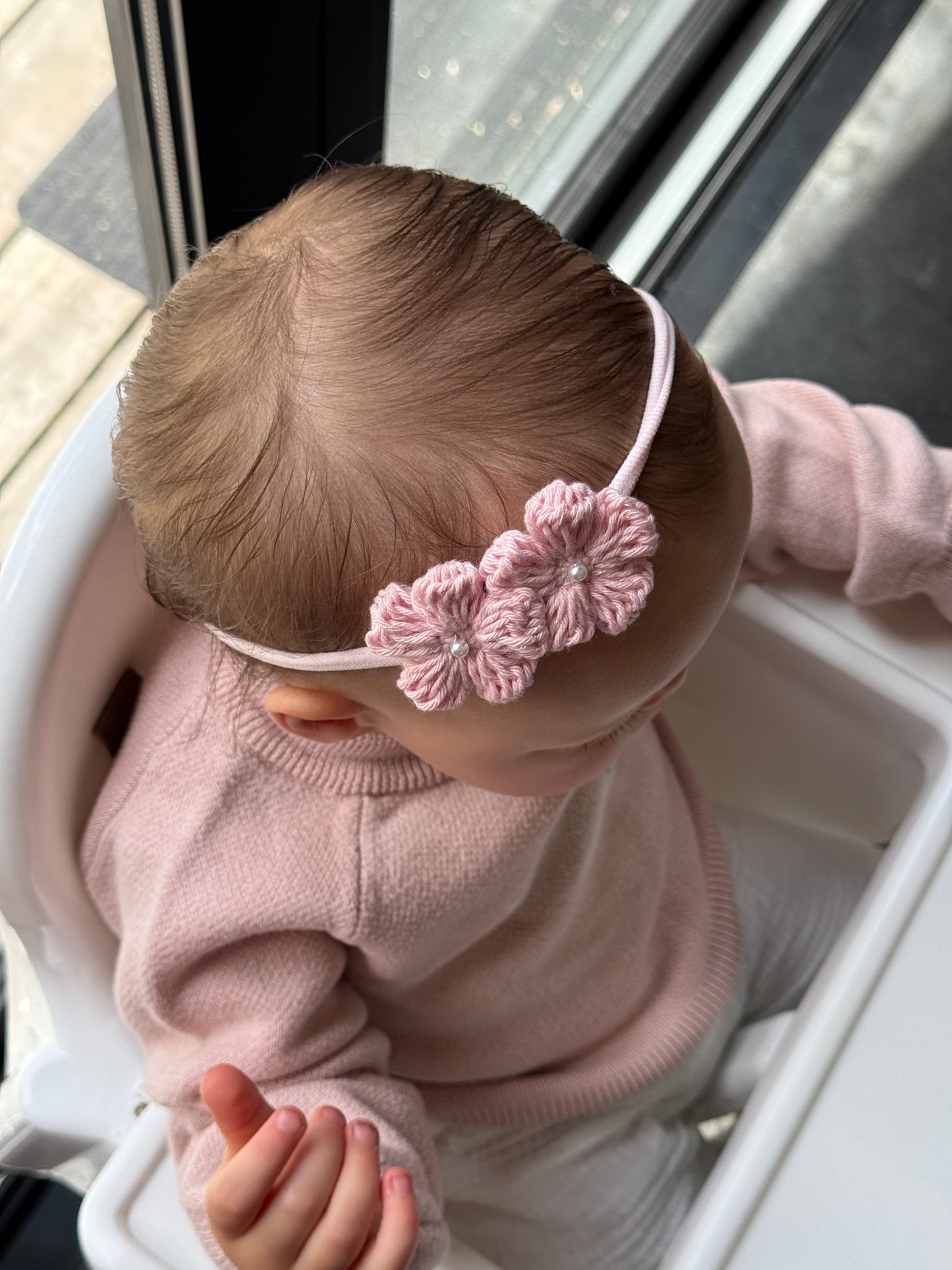 Isla Sparkle Headband - Handmade Crochet Flower Baby Headband
