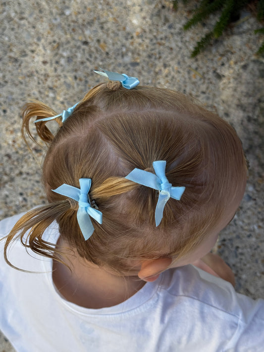 Atty Mini Bow Set - Blue Satin