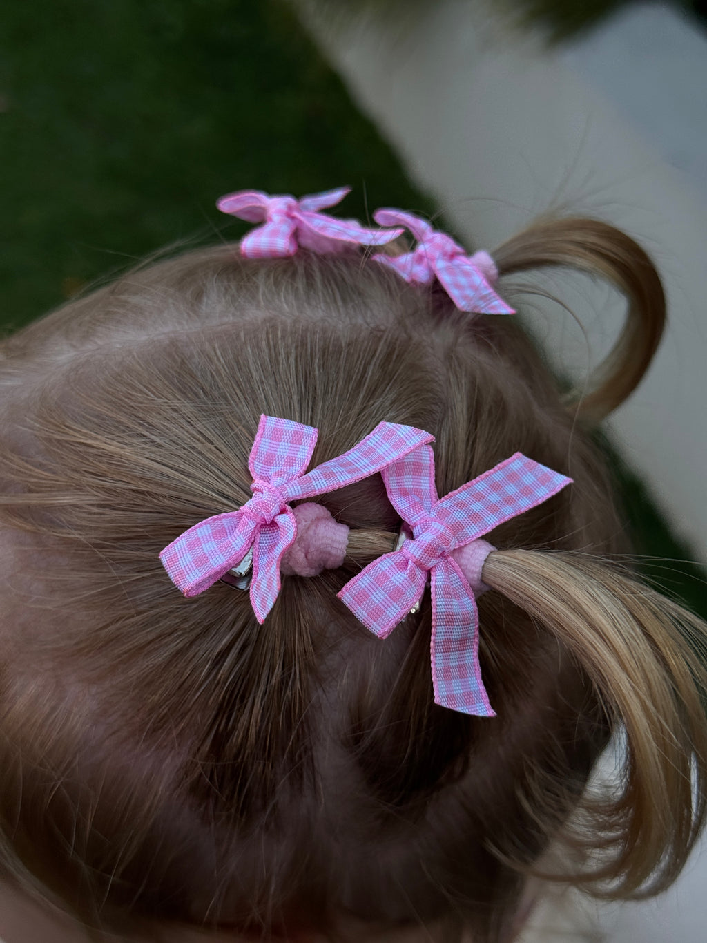 Atty Mini Bow Set - Pink Checkers