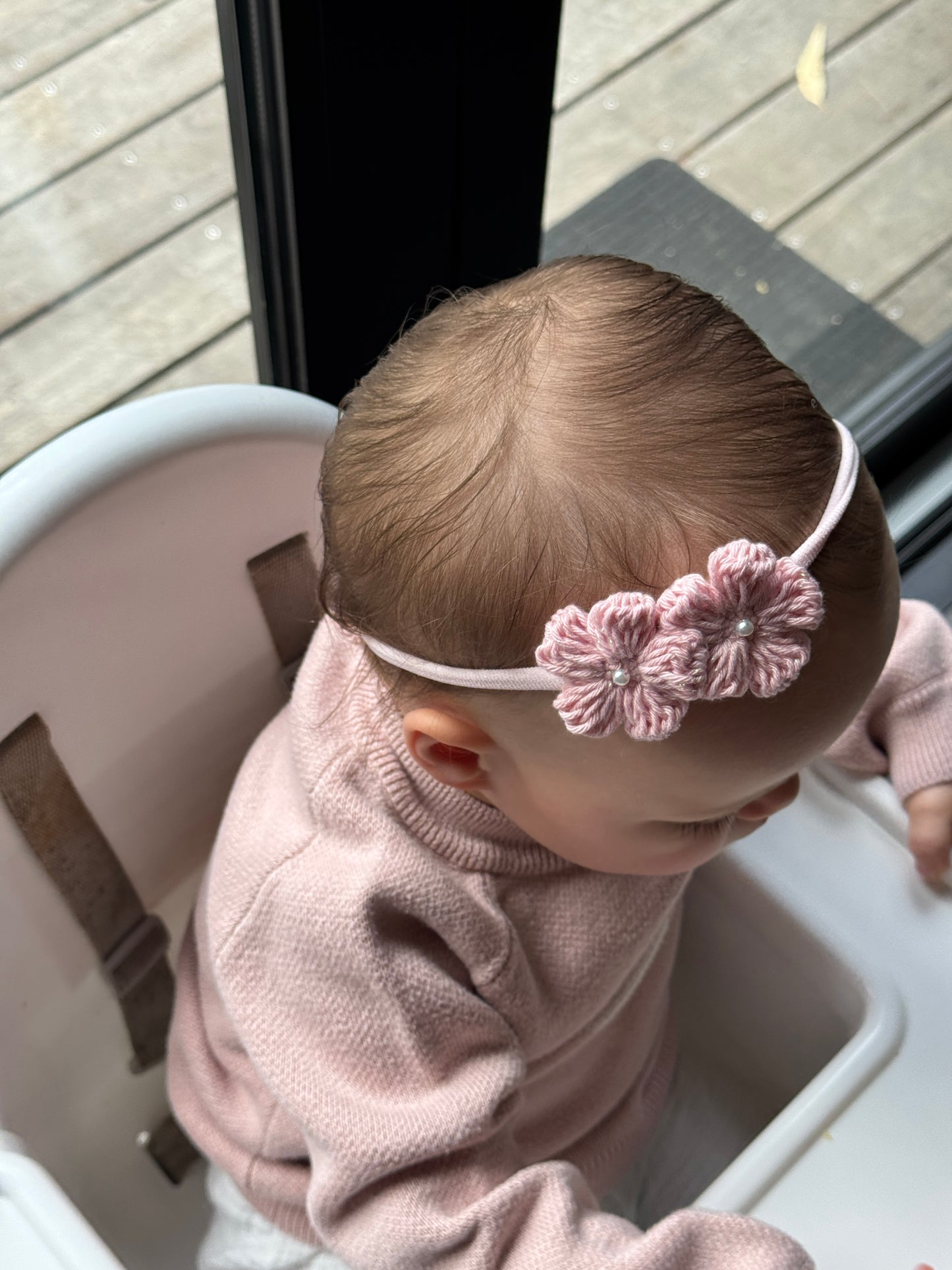 Isla Sparkle Headband - Handmade Crochet Flower Baby Headband