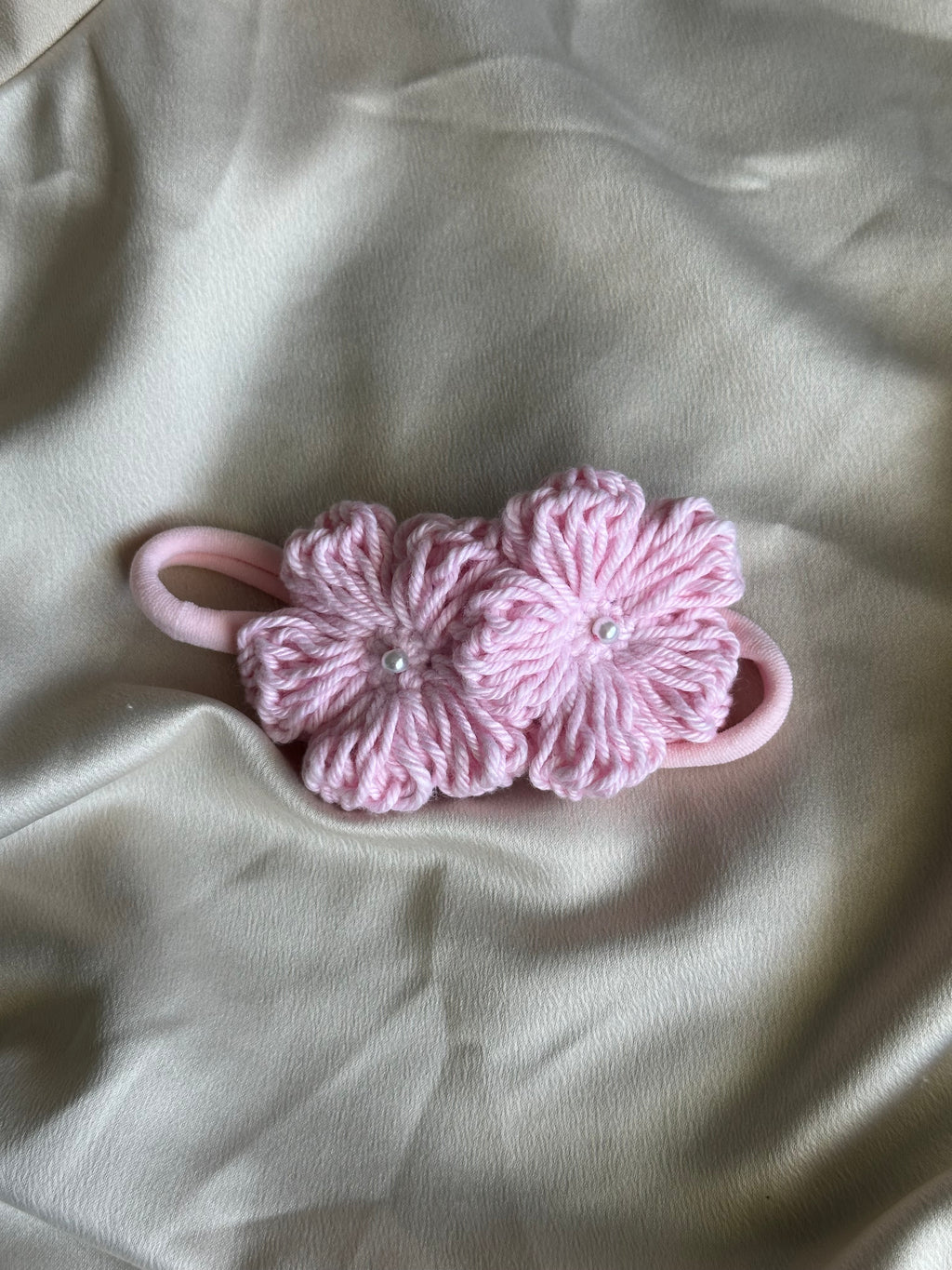 Isla Headband - Pink - Handmade Crochet Flower Baby Headband