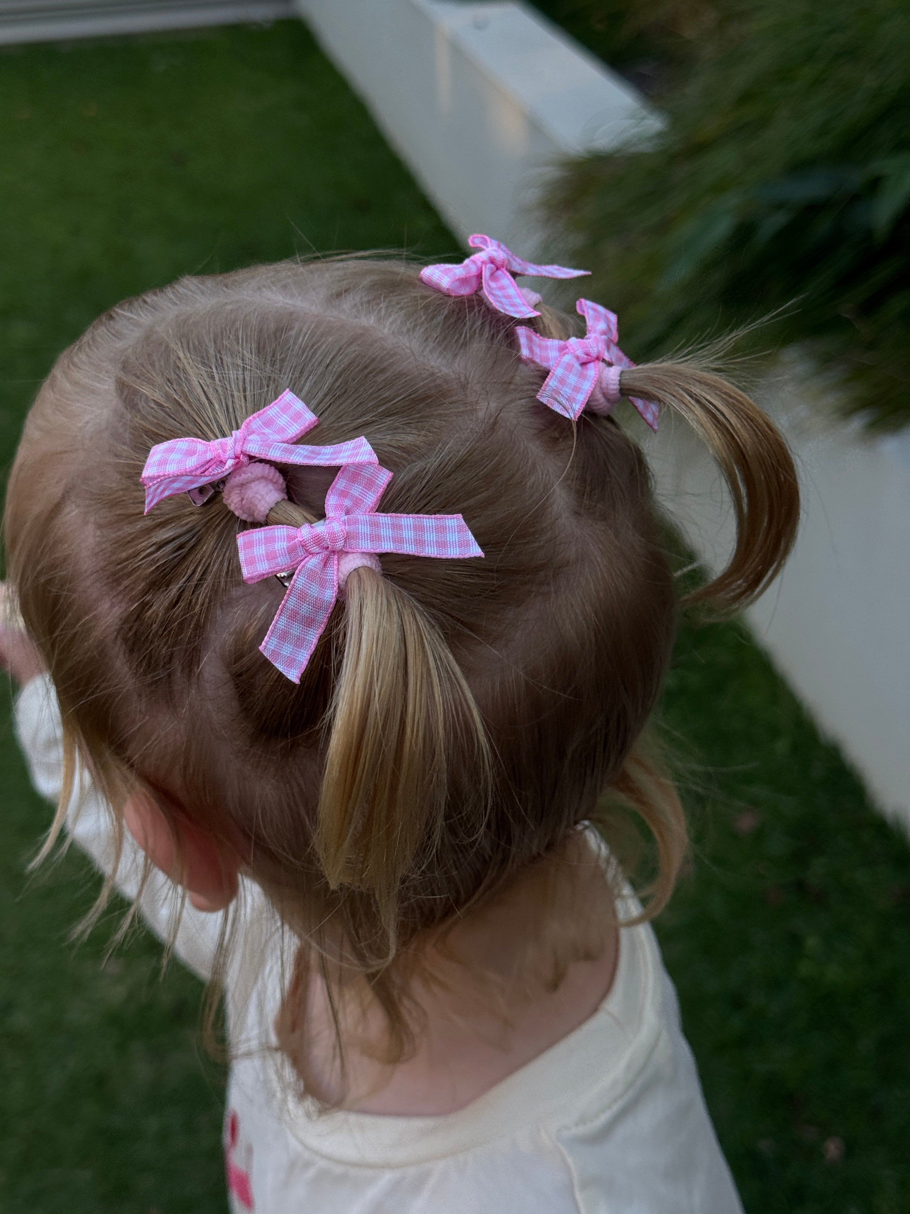 Atty Mini Bow Set - Pink Checkers